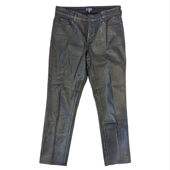 Nydj black wax coated skinny jeans size 12 - Picture 3 of 11